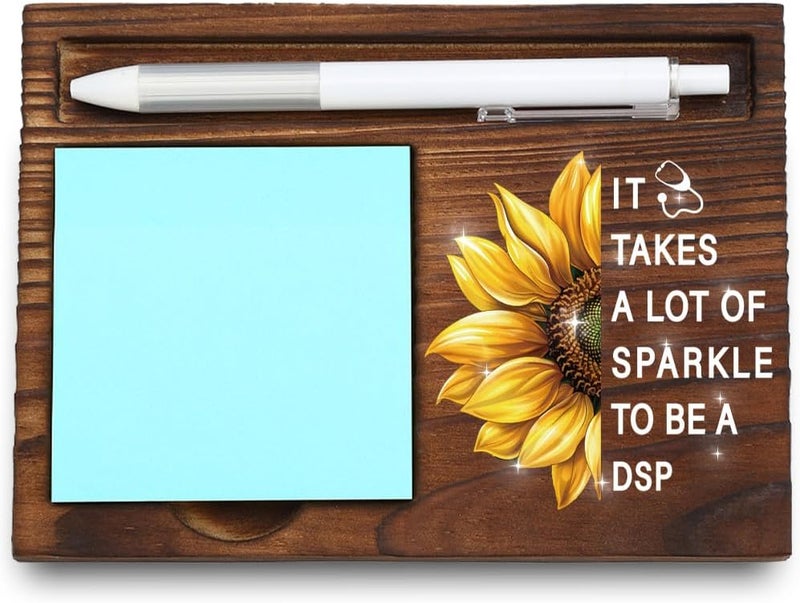 VYNWPDFLI DSP Appreciation Gift, Sunflower Plaque for Direct Support Professionals, Motivational Office Decor for DSPs, Natural Wood Recognition Gift, Wooden Sticky Note Holder,LQQ114 - Image 1